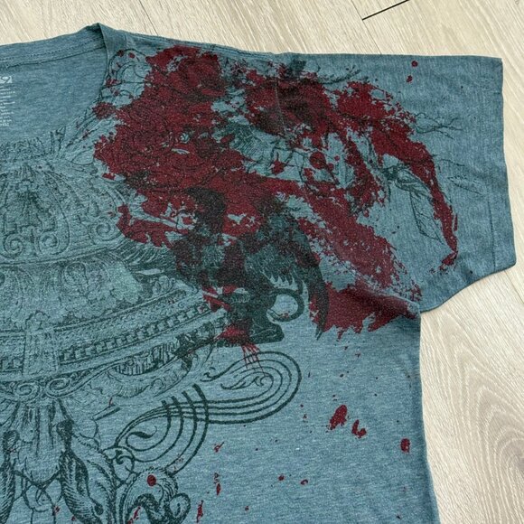 Y2K APT.9 Blood Splatter Graphic Men's Teal T-Shirt - Size XL - Picture 5 of 6